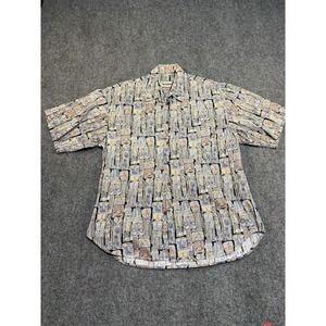 Straight Down Shirt Mens Medium Multicolor Tribal Print Button Up Made In USA